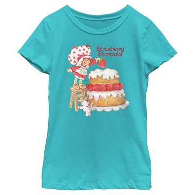 Girl's Strawberry Shortcake Sweet Cake T-Shirt - Tahiti Blue - Large