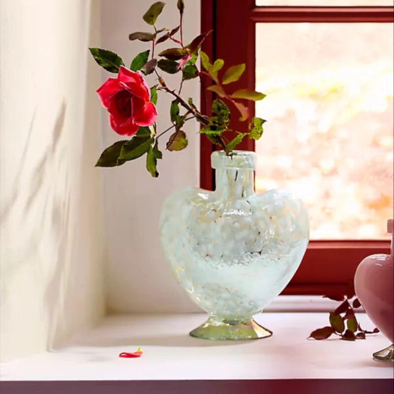 Glass Heart Bud Vase in White, Size: Large at Terrain