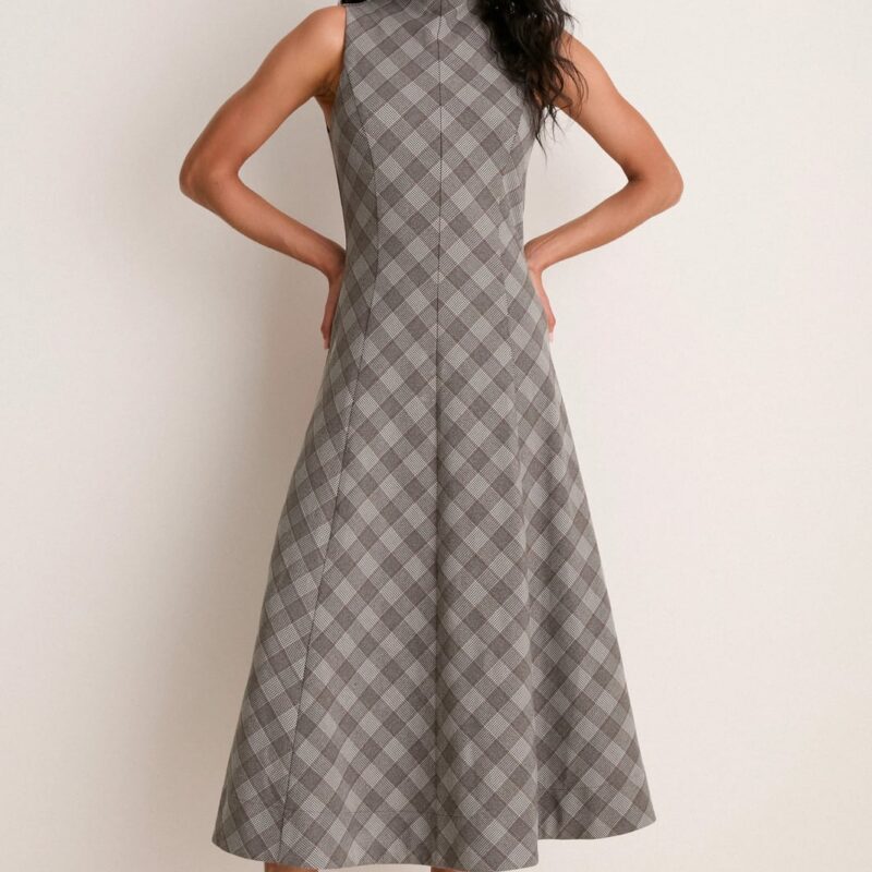 Glen Plaid Mock Neck Lockwood Dress