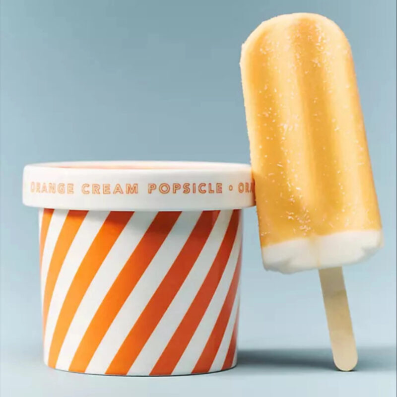 Gourmand Orange Cream Popsicle Ceramic Ice Cream Pint Candle