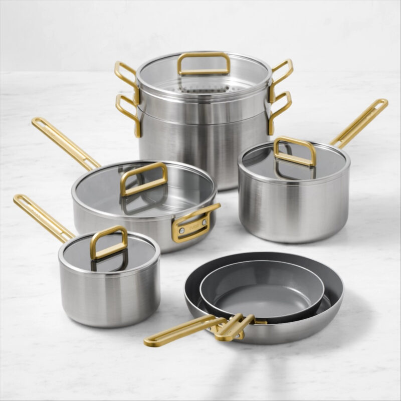 Williams Sonoma GreenPan™ Stanley Tucci™ Stainless-Steel Ceramic Nonstick 11-Piece Cookware Set