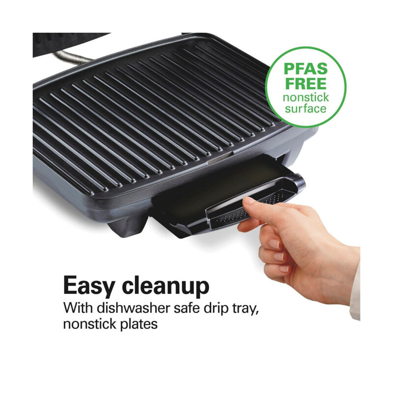Hamilton Beach Panini Press Nonstick Indoor Grill Silver: 1500W Metal Kitchen Grill & Toaster, Ha...