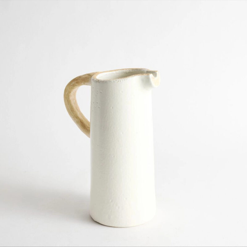 Handcrafted Arquette Pitcher, Medium Pitcher, White