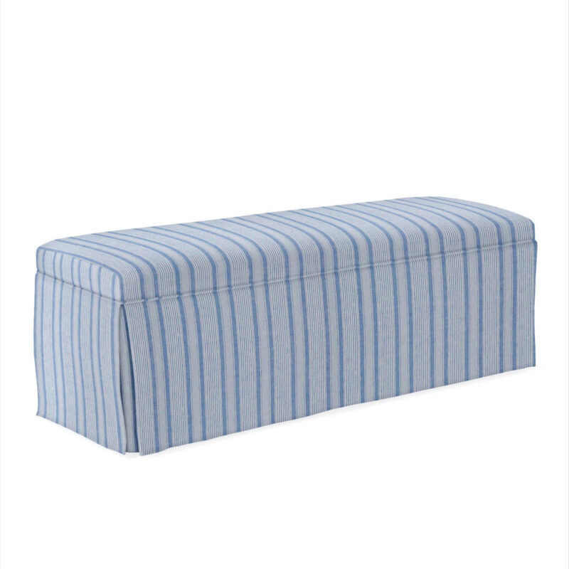 Serena & Lily Harrison Bench - Skirted - French Blue Kensington Stripe