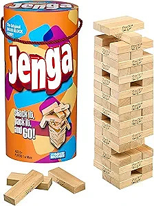 Hasbro Gaming Jenga Wooden Blocks Stacking Tumbling Tower Game | Party Games for