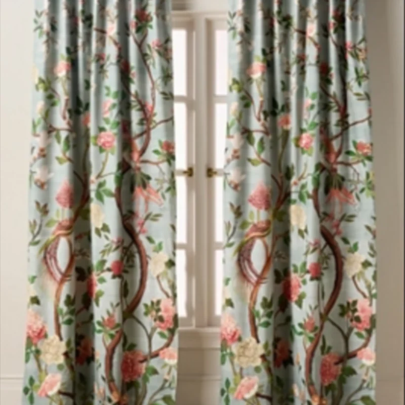 Havenview Organic Cotton Printed Bird Blackout Curtain