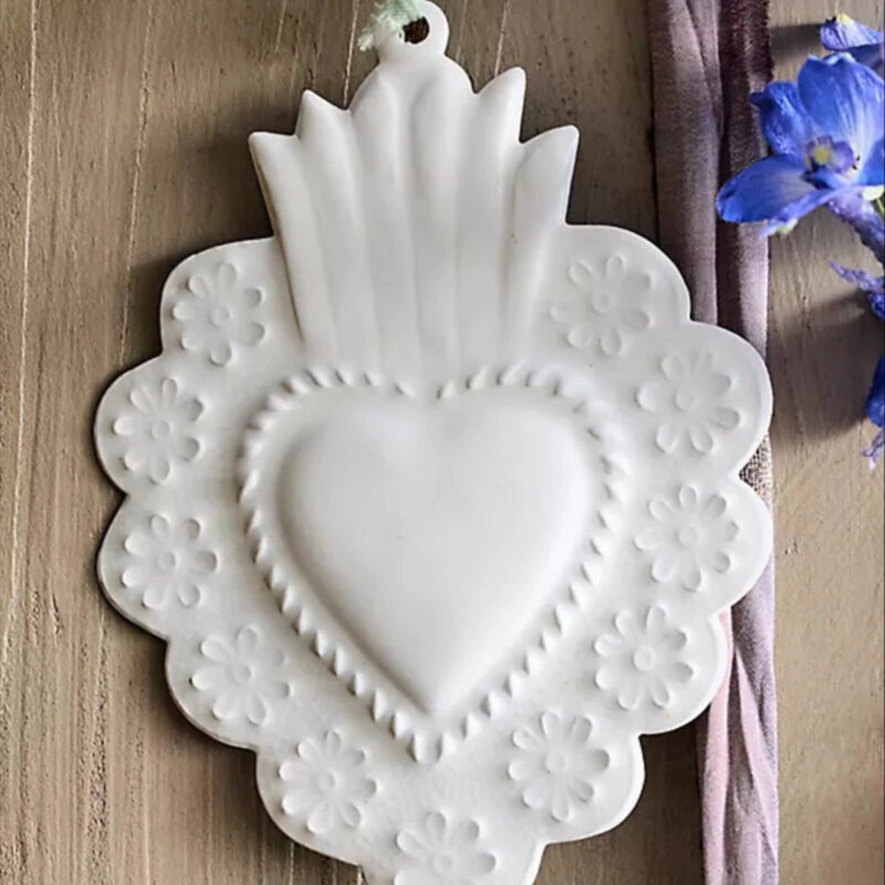 Heart Medallion Ornament, White Doily at Terrain