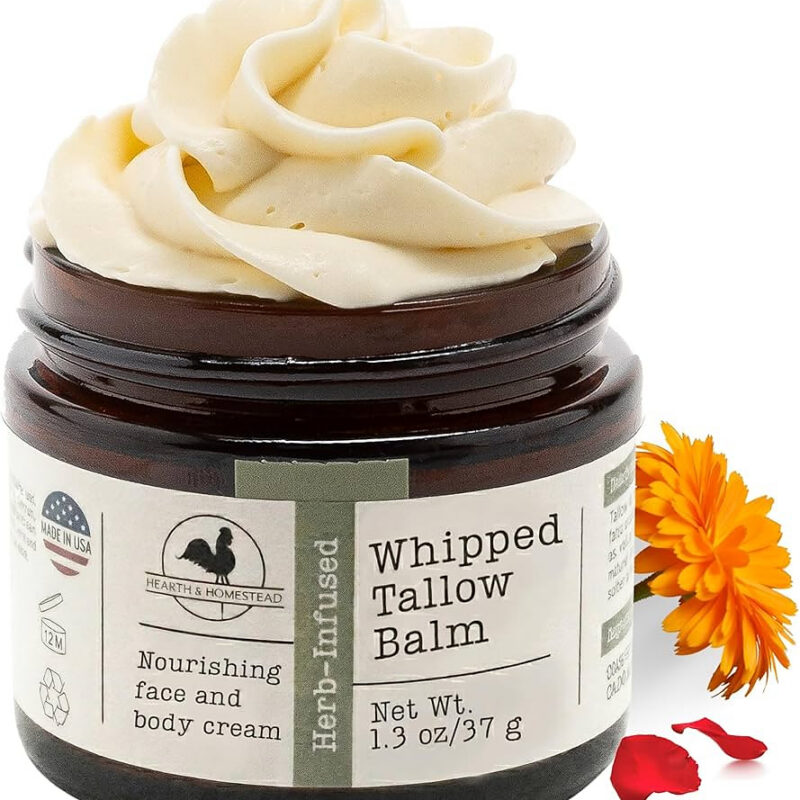 Hearth & Homestead Whipped Beef Tallow for Skin & Face - 100% Grass Fed, Eczema Cream & Body Butt...