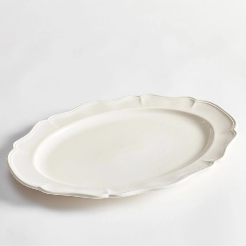 Heirloom Stoneware Oval Serving Platter, Large - White