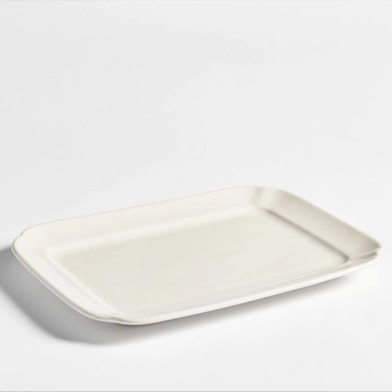 Heirloom Stoneware Rectangular Serving Platter - White