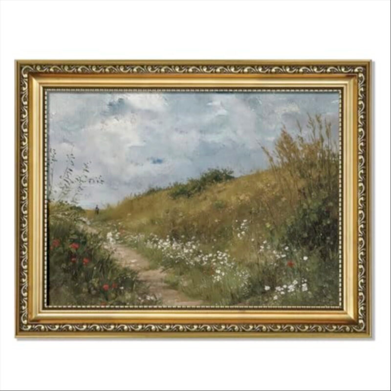 HEREALITY Gold Framed Retro Vintage Wall Art for Wall Decor, Botanical Boho Landscape Flower Art Room Decor, Artwork for Farmhouse Living Room Bathroom Walls Cottage Core Decor Small L10 x W8