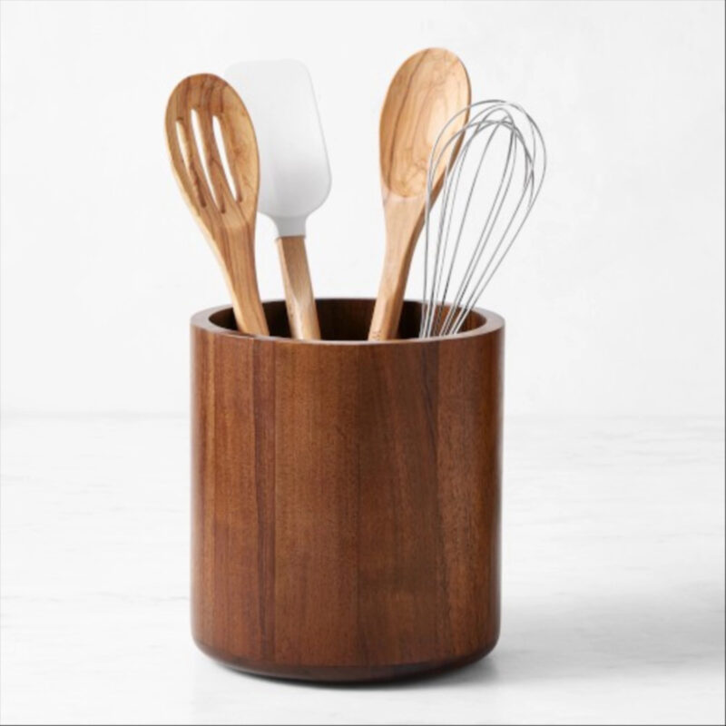 Hold Everything Utensil Holder, Dark Wood