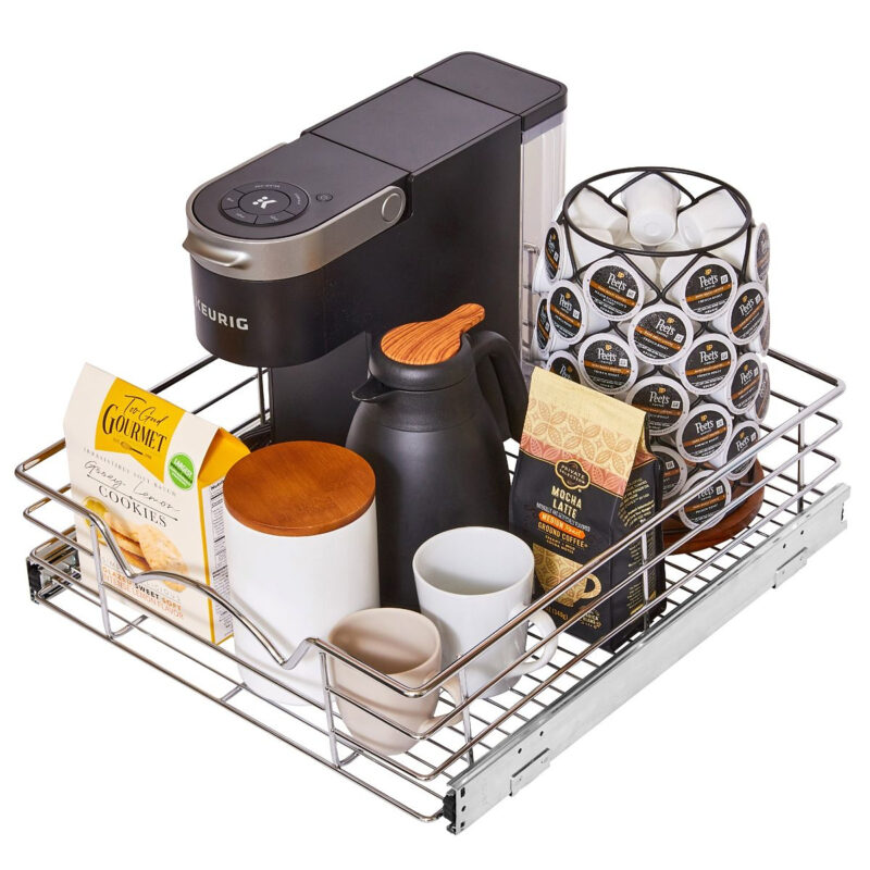 Hold N' Storage - Pull Out Pantry Cabinet Organizer with Anti Rust Chrome Finish, Heavy-Duty, Smo...