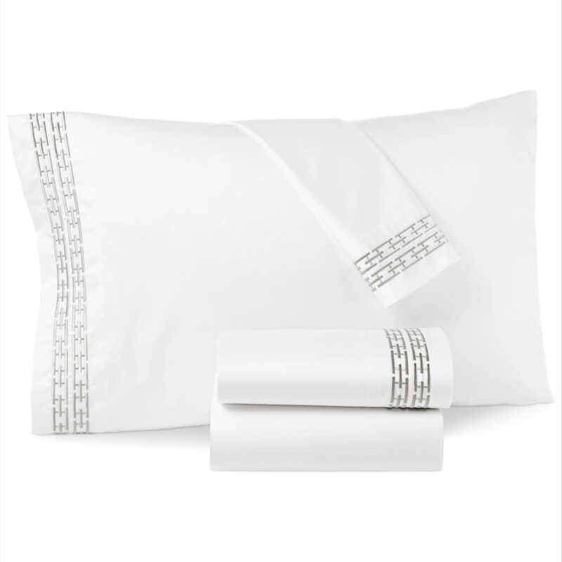 Hotel Collection Chain Links Embroidered 100% Pima Cotton Pillowcase, King, Exclusively at Macy's - Silver