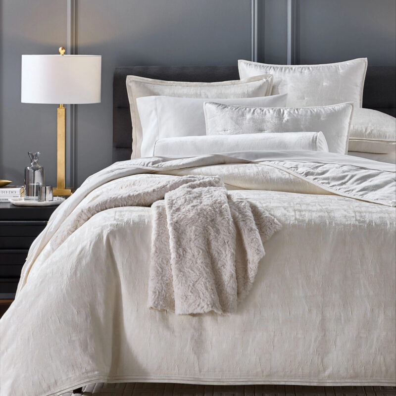 Hotel Collection Cresca Solid 3-Pc. Duvet Cover Set, Full/Queen, Macy's Exclusive - Crem