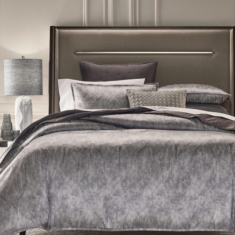Hotel Collection Linear Ogee 3-Pc. Duvet Cover Set, Full/Queen, Exclusively at Macy's - Silver