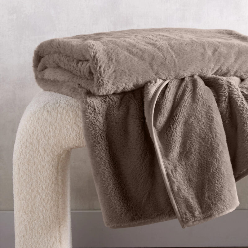 Hotel Collection Reversible Faux-Fur Throw, 50" x 70", Macy's Exclusive - Taupe