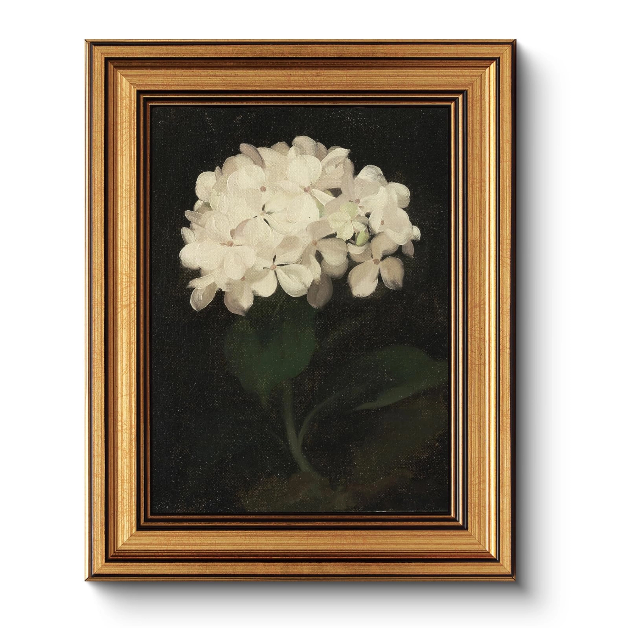 HUARCEY Gold Framed Vintage Wall Art for Living Room, Flowers Painting Canvas Prints Shelf Decor ...