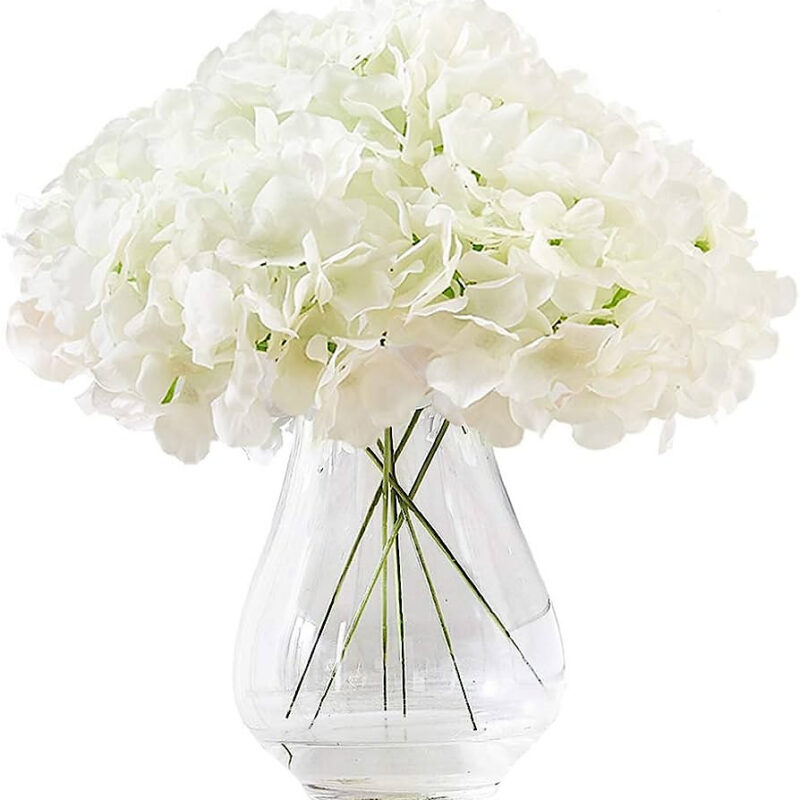 Hydrangea Silk Flower White 10 Heads Artificial Hydrangea Silk Flowers Head for Wedding Centerpie...