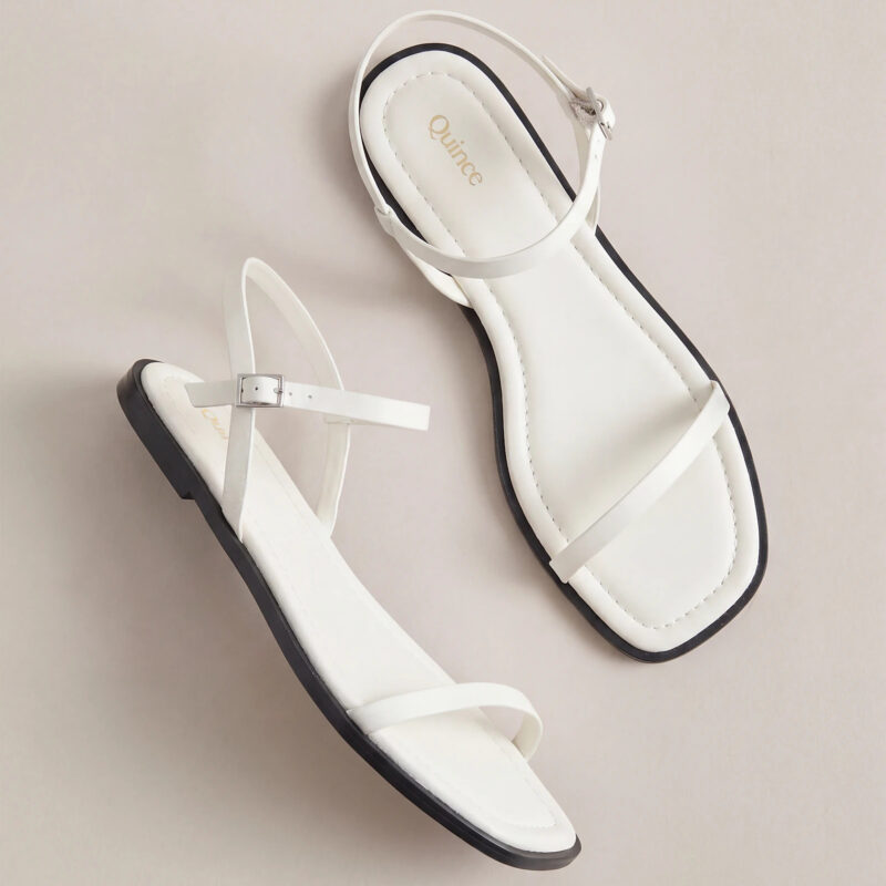 Italian Leather Ankle Strap Flat Sandal