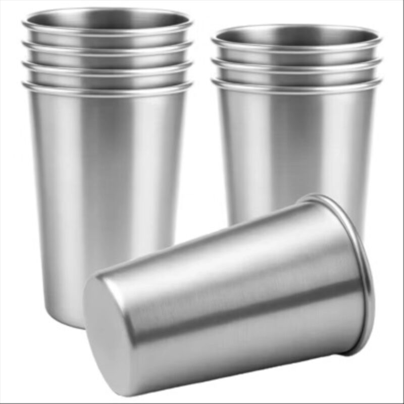 Itopfox 8 Pack Stainless Steel Stacking Cups, Reusable Drinking Glasses for Home, Party, Camping, Outdoor, BPA Free, Dishwasher Safe