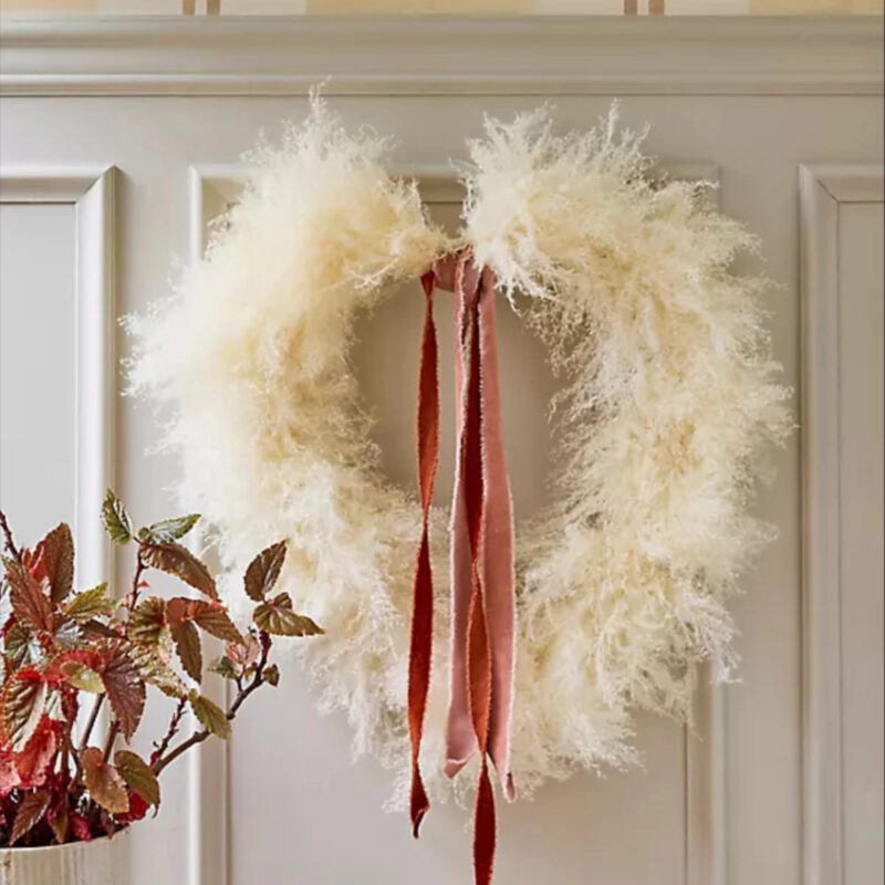 Ivory Pampas Grass Heart Wreath