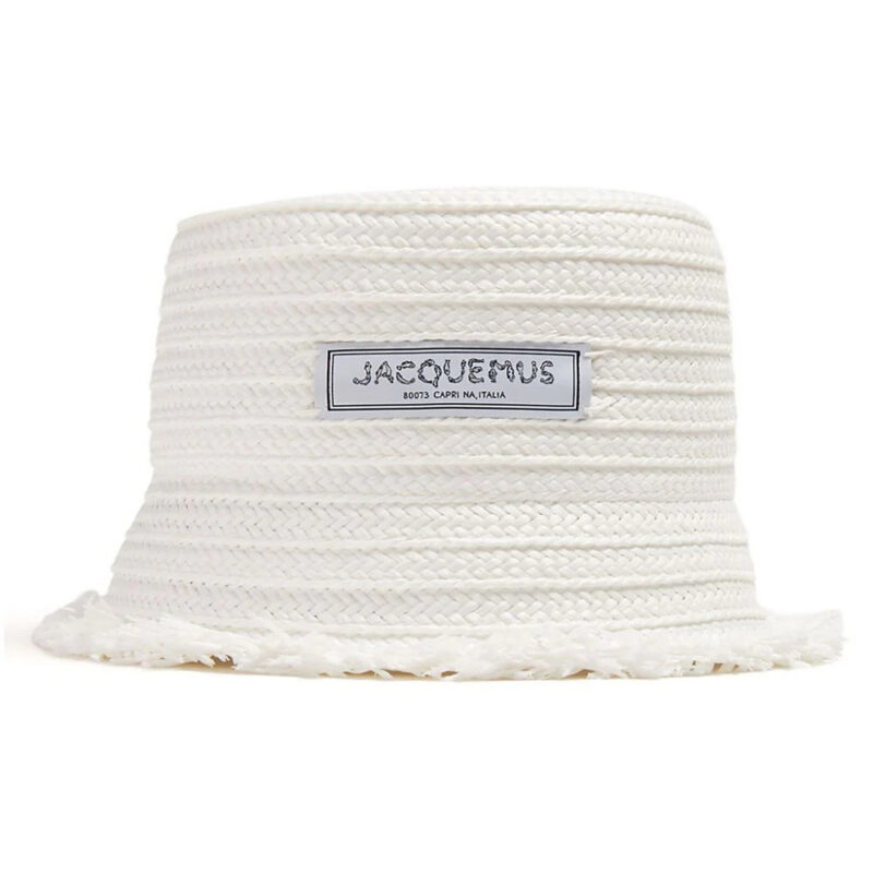 Jacquemus raffia bucket hat - White