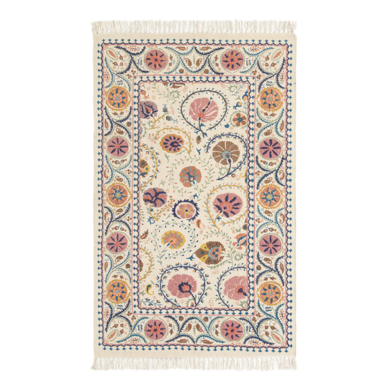 Jaipur Blush Floral Embroidered Cotton Area Rug