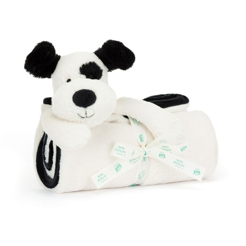 Jellycat Bashful Rufferty Black & Cream Puppy Blankie