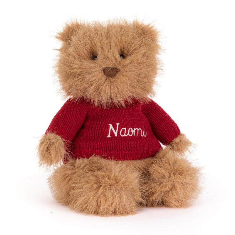 Jellycat Bartholomew Bear Bouffant with Personalized Red Jumper