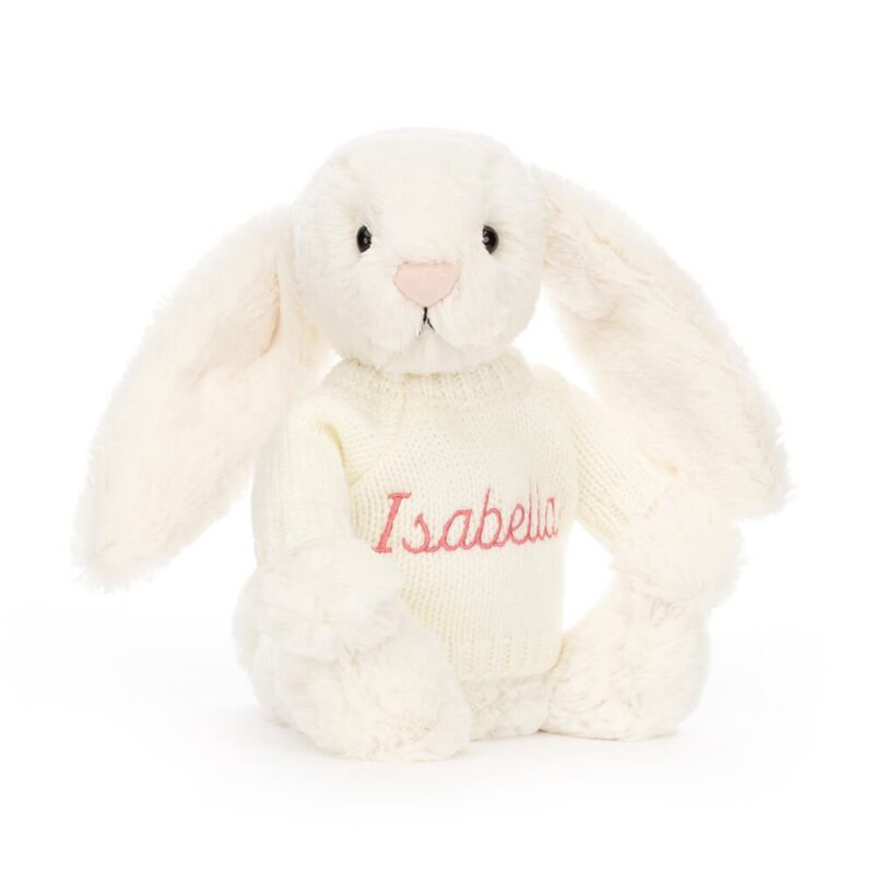 Jellycat Bashful Cream Bunny with Personalized Cream Jumper