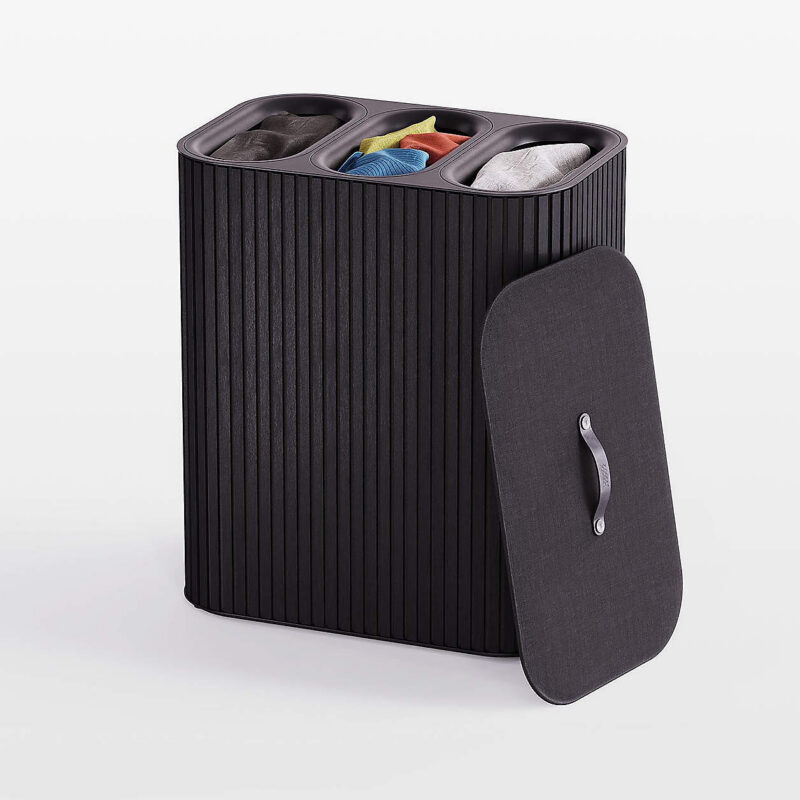 Joseph Joseph Tota Luxe 90L Bamboo Trio Laundry Basket - Carbon Black | Crate & Barrel