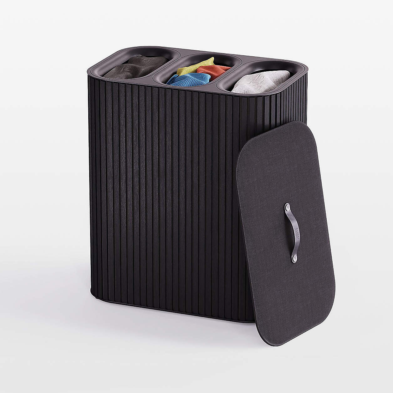 Joseph Joseph Tota Luxe 90L Bamboo Trio Laundry Basket - Carbon Black | Crate & Barrel