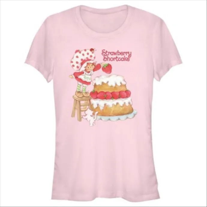 Junior's Strawberry Shortcake Sweet Cake T-Shirt - Light Pink - Large