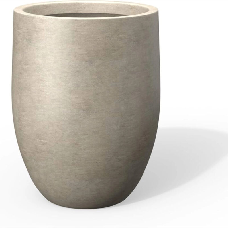 Kante Tall Concrete Planter, 21.7-Inch Height Weathered Concrete Large Indoor Outdoor Plant Pot w...