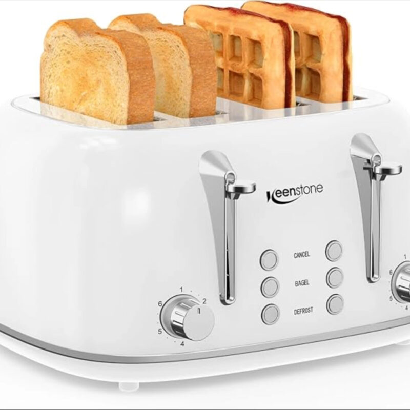 Keenstone Toaster 4 Slice, Retro Stainless Steel Wide Slot Toaster with Dual Independent Controls...