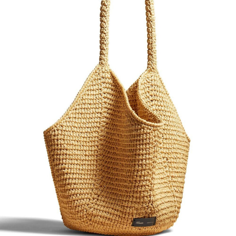 KHAITE medium Lotus raffia tote bag - Neutrals