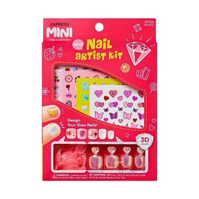 KISS Nails imPRESS Mini Nail Artist Kit Press-On Fake Nails for Kids' - Squoval - Wannabe U - 31ct