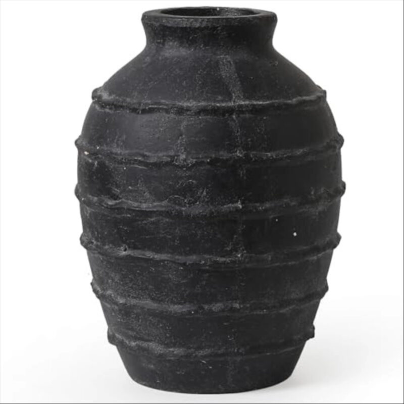 Kokrose Black Terracotta Vase, Black Vases Home Decor for Centerpieces, Large Vintage Rustic Flower Vase for Home Decor, Pottery Ceramic Vases, 11.2 Inch Table Top Fireplace Mantel Decor