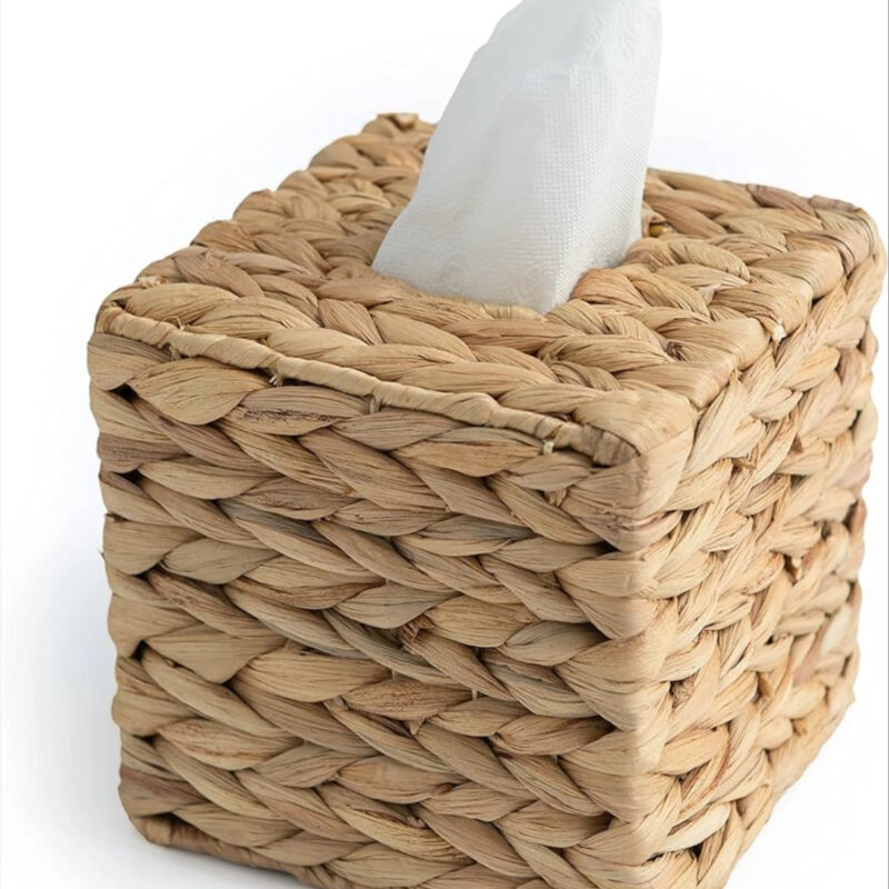 KOLWOVEN Tissue Box Holder - Square- Rattan Wicker Tissues Cube Box Cover -Boho Decorative Woven ...