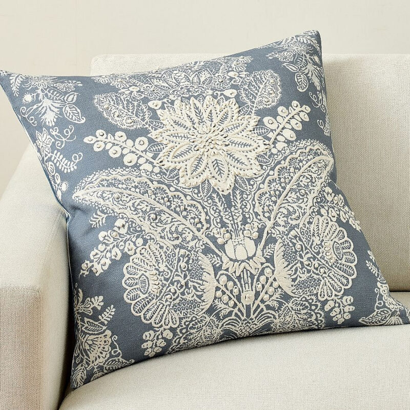 Kravet Heirloom Damask Embroidered Pillow Cover