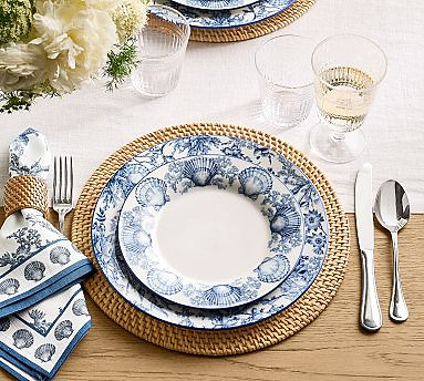 Kravet Shell Border Porcelain Salad Plates - Set of 4