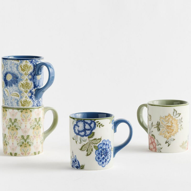 Kravet Stoneware Mugs - Mixed Set of 4