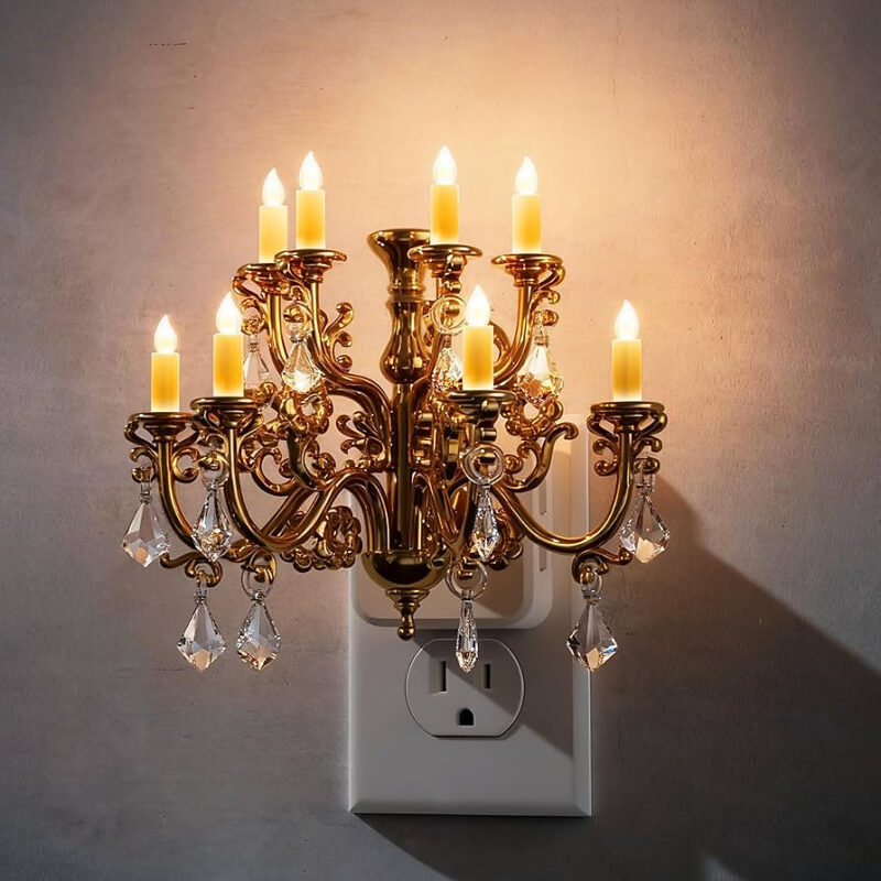 L LOHAS LED Night Lights Plug into Wall,Crystal Chandelier Candle Nightlight with Dusk to Dawn Se...