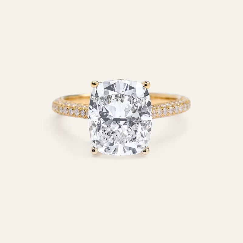 Lab Grown Diamond Elongated Cushion Pave Cathedral Engagement Ring - 5ct Quince Lab Diamonds