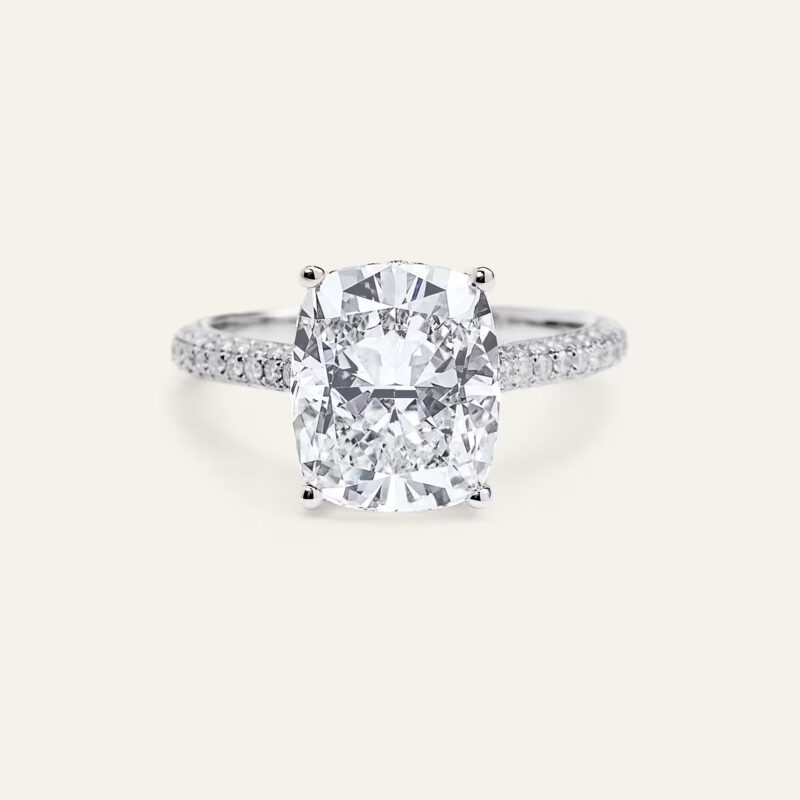 Lab Grown Diamond Elongated Cushion Pave Cathedral Engagement Ring - 5ct Quince Lab Diamonds