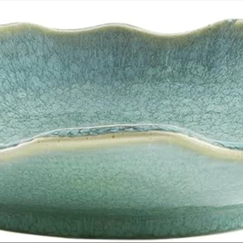 Large Ceramic Decorative Bowl, 12" Green Reactive Glaze Centerpiece Bowl, Modern Coffee Table Dec...