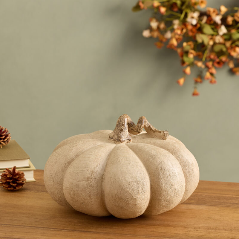 Large Faux Wood Pumpkin Decor
