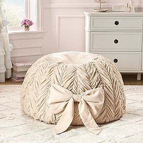 Large LoveShackFancy Smocked Velvet Bean Bag Chair Slipcover Only