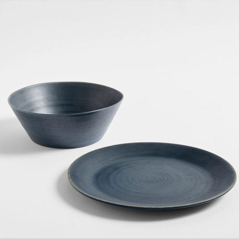 Larkin Outdoor Melamine Serving Bowl & Patter Set - River Blue